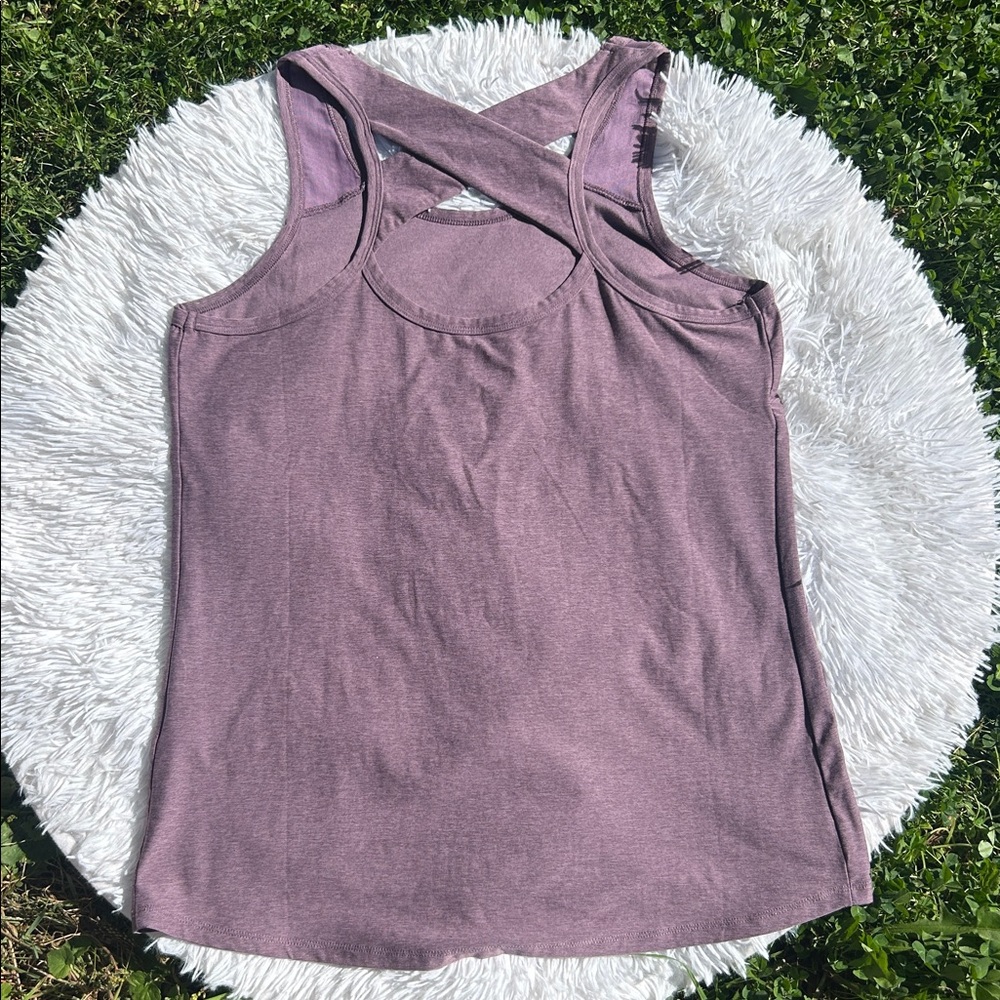 We Wander WeFlex Dark Purple Crossover Cut-Out Tank Top Size Medium - Picture 9 of 16